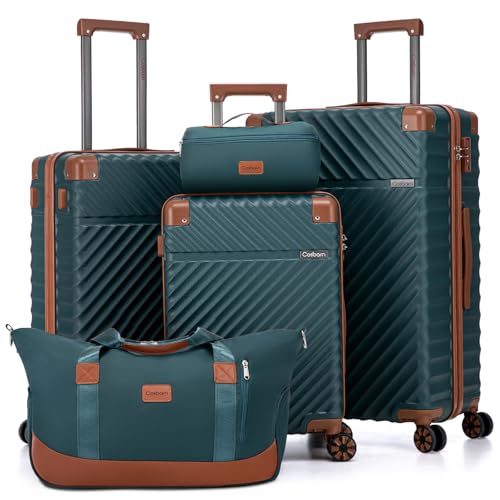 Cosbarn Luggage Sets 5 Piece with TSA Lock Spinner Wheels, Unisex Hard Case ABS Suitcase Set, Hardshell Lightweight Waterproof Travel Hardside Suitcases with Wheels for Women Men, Dark Green - color: DarkGreen, size: 5 Piece Sets (20/24/28/Db/Tb)