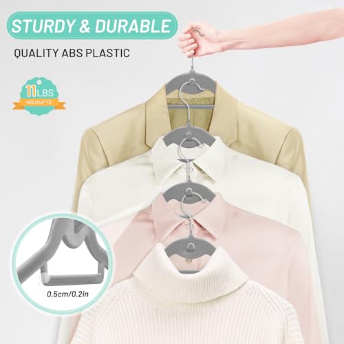 Velvet Stackable Hangers 30 Pack, STOPKLAS Grey Clothes Hangers Non Slip Felt Hanger with 360° Swivel Hook, Thin Hangers Space Saving, Heavy Duty Closet Hanger for Clothes, Coats, Suits, Dress, Pants - color: Gray