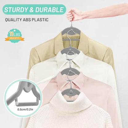 Velvet Stackable Hangers 30 Pack, STOPKLAS Grey Clothes Hangers Non Slip Felt Hanger with 360° Swivel Hook, Thin Hangers Space Saving, Heavy Duty Closet Hanger for Clothes, Coats, Suits, Dress, Pants - color: Gray