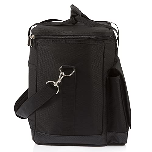 Picnic TIME Cellar 6-Bottle Wine Carrier & Cooler Tote, Insulated Padded Wine Cooler Bag for Travel, Portable Water-Resistant Wine Bag, (Black with Gray Accents) - style: Wine Carrier With Trolley