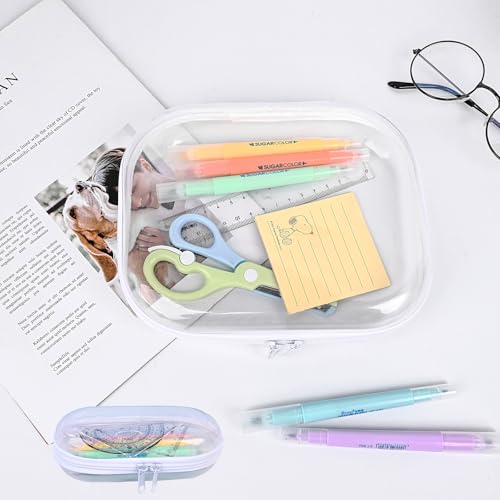 Clear Hard Shell Zipper Case,3PCS Transparent Clear Zipper Pouches,Hard Side Plastic Case Set,Portable Travel Storage Organizer Bins - color: 3PCS-M