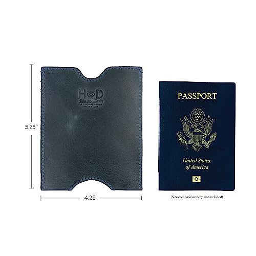 Hide & Drink, Travel Passport Pocket Sleeve Handmade from Full Grain Leather - Slate Blue - color: Slate Blue