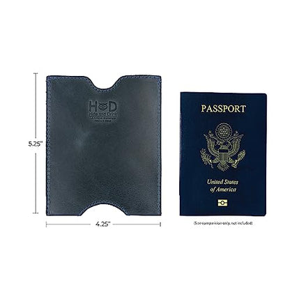 Hide & Drink, Travel Passport Pocket Sleeve Handmade from Full Grain Leather - Slate Blue - color: Slate Blue