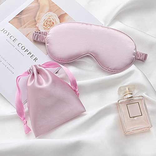 Silk Satin Sleeping Eye Mask, Light Purple Sleep Eye Mask Night Blindfold for Women and Men, Soft Breathable Blackout Eyeshade Eye Cover for Travel, Wedding Bridesmaid Gift - color: Light Purple
