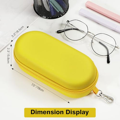 MoKo Double Eyeglass Case, Hard Shell Dual Glasses Case, Travel Sunglass Organizer with Zipper, Eyeglasses Storage Box - color: Yellow-oval