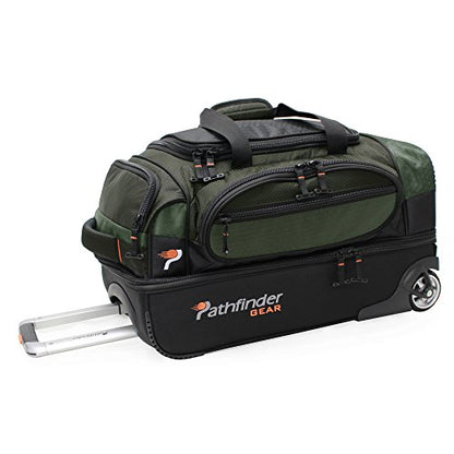 Pathfinder Gear 22 Inch Rolling Drop Bottom Duffel, Olive, One Size - color: Olive