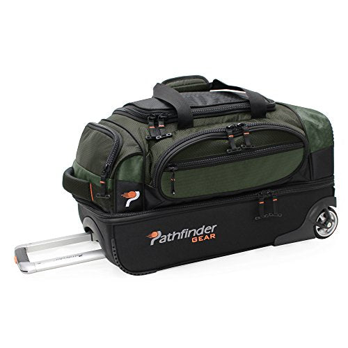 Pathfinder Gear 22 Inch Rolling Drop Bottom Duffel, Olive, One Size - color: Olive