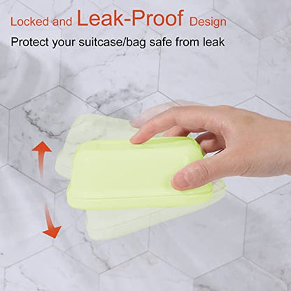 Quatish 3 Pack Travel Soap Case Leakproof, Portable Travel Bar Soap Holder Container with Lid for Camping, Gym, Multicolor - color: Pink,green,blue