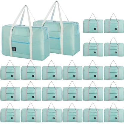 INVODA Travel Bag 24 Packes Carry on Luggage Foldable Duffel Bag Sports Gym Bag Weekender Overnight Bag Water Resistant Nylon Travel Duffel for Men Women (Green 24PCS) - color: Green 24