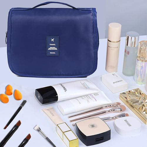 L&FY Hanging Travel Toiletry Bag Women's Cosmetic Organizer Makeup Pouch Men's Dopp Kits With Handle(Navy) - color: Navy, size: Compact Size