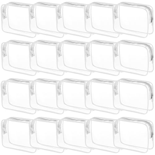 Tergy 20 Pack Clear Cosmetics Bags for Women Men Waterproof Toiletry Bags PVC Makeup Bags Organizer Case with Zipper for Travel Bathroom (20 White(Length 9.8 inch, height 7.1 inch, width 2.36 inch)) - color: 20 White(Length 9.8 inch, height 7.1 inch, widt