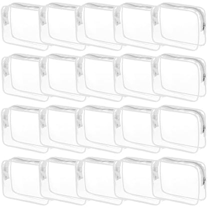Tergy 20 Pack Clear Cosmetics Bags for Women Men Waterproof Toiletry Bags PVC Makeup Bags Organizer Case with Zipper for Travel Bathroom (20 White(Length 9.8 inch, height 7.1 inch, width 2.36 inch)) - color: 20 White(Length 9.8 inch, height 7.1 inch, widt