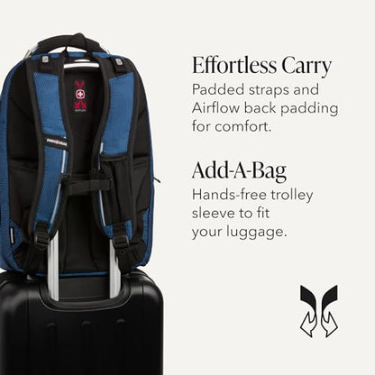 SwissGear Travel Tech Elite Laptop Backpack – Fits Laptops up to 16” – ScanSmart TSA-Friendly Backpack with USB Port, Shoe Compartment & Organizer Pockets – Blue/Black - color: Black/Blue, style: Travel Tech Elite