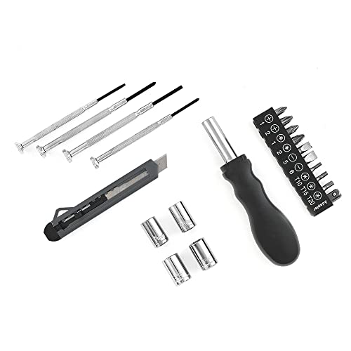 20-Piece Mini Tool Kit in Tire-Shaped Case – Compact DIY Repair Set with Screwdriver Bits, Sockets, Utility Blade & Precision Tools for Home, Car, Office, Travel – Portable Giftable Tool Set