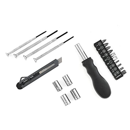 20-Piece Mini Tool Kit in Tire-Shaped Case – Compact DIY Repair Set with Screwdriver Bits, Sockets, Utility Blade & Precision Tools for Home, Car, Office, Travel – Portable Giftable Tool Set