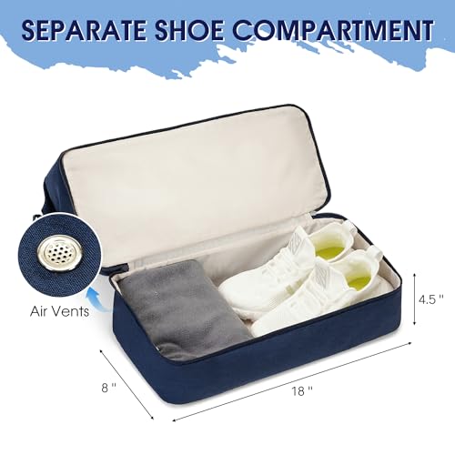 For Spirit Airlines Personal Item Bag Underseat Carry On Bag with Wet Pocket & Shoe Compartment & USB Charging Port - color: Blue