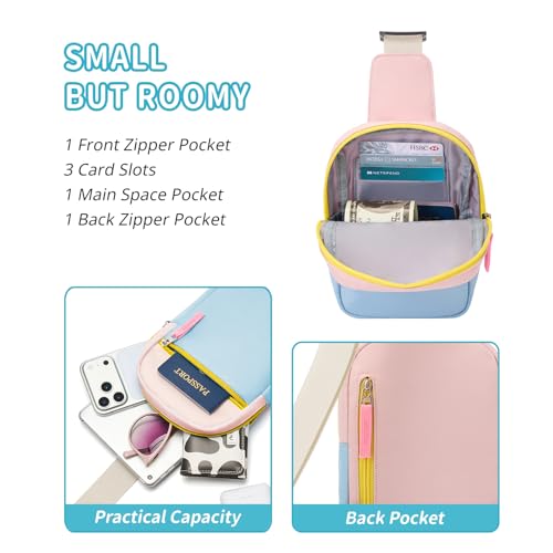 Birthday Gifts for 8 9 10 11 12 Year Old Teens Girls Kids, Fanny Pack Crossbody Bag Sling Belt Bags Purse, Dorm Travel Essentials for Girls Fashion, Preppy Tween Teen Girl Gift Trendy Stuff - color: Blossom Pink & Sky Blue