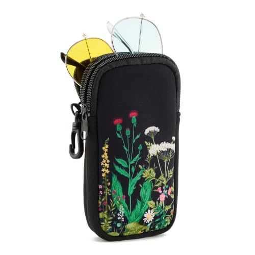 WOZEAH Double Eyeglass Case with 2 Compartments, Travel Eyewear Organizer for Two Pairs of Glasses - color: Wild Flower
