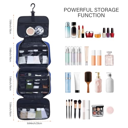 Hanging Toiletry Bag for Women Cosmetic Toiletries Travel Bag, Blue - color: Blue