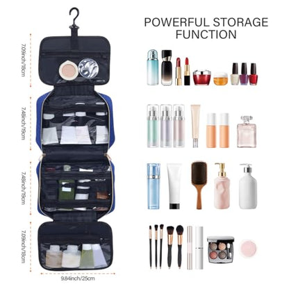 Hanging Toiletry Bag for Women Cosmetic Toiletries Travel Bag, Blue - color: Blue
