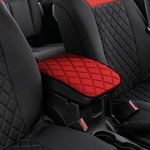 FH Group Neosupreme Red Diamond Pattern Center Console Pad – Water-Resistant Armrest Cover Protector for Cars, SUVs & Trucks - color: Red, style: Console Cover (Diamond)