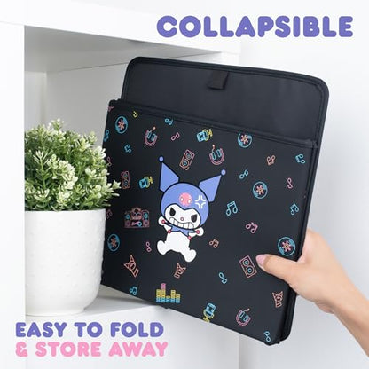 Sanrio Kuromi Car Trunk Organizer & Steering Wheel Cover Set – Cute, Non-Slip, Soft Grip Car Accessories for Women – Collapsible Storage Bin for Groceries, Tools & Travel – 12.5"L x 12.5"W x 9"H - style: Set Kuromi