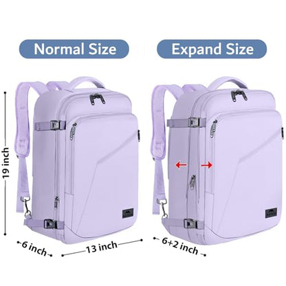 MATEIN Carry on Backpack for Women, 40L Heavy Duty Travel Backpack Airplane Approved, Expandable Simple Fashion Daypack, Frequent Traveler Gifts, Light Purple - color: Light Purple, size: X-Large