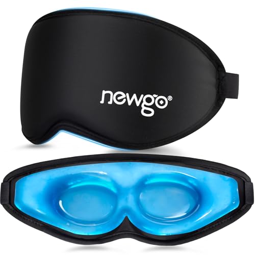 NEWGO 3D Cooling Sleep Mask, Weighted Cooling Gel Eye Mask for Sleeping, Cold Eye Mask, Hot Cold Therapy Blackout Sleep Mask for Puffiness, Dark Circles, Dry Eyes, Headaches and Stress Relief - color: Black