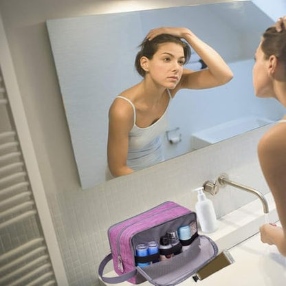 Toiletry Bag for Men/Women Hanging Dopp Kit Water Resistant Shaving Bag Small Toiletry Bag for Traveling (purple) - color: purple