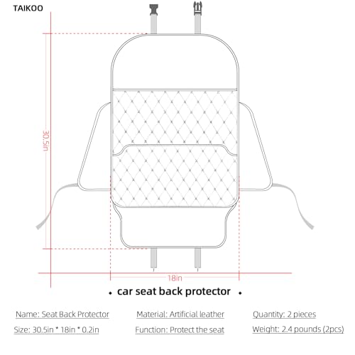 TAIKOO Seat Back Protector,Shields Seat Backs from Kicks and Adds Storage | kick mats back seat protector easy to install and clean, well-crafted, sturdy, durable and stylish.2 Pack - color: Style A-Black