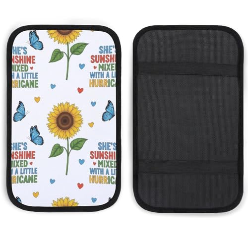 Car Center Console Cover Beautiful Sunflowers, Armrest Cushion for Car, Universal Fit Seat Box Pad for Cars, Trucks, SUVs - color: Picture (63)