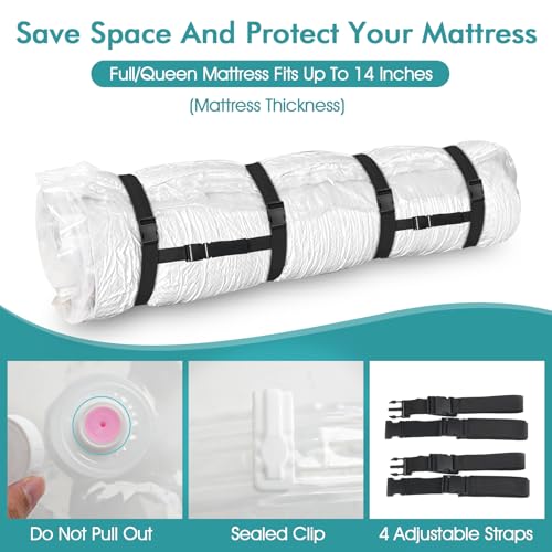 King/Cal-King Vacuum Storage Bag for Mattress with 4 Straps – Vacuum Seal Mattress Bag for Memory Foam and Latex, Easy Moving, Shipping and Storage - size: King/Cal-King