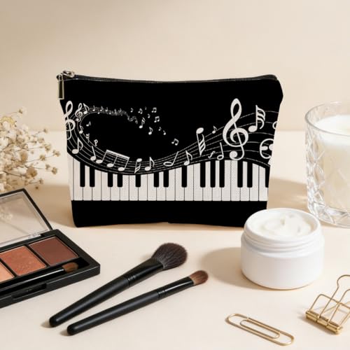JIUWEIHU Piano Keys Makeup Bag, Musical Cosmetic Bags Travel Organizer Bag Zipper Pouch, Christmas Birthday Gifts for Pianist Music Lover Women Friend Colleague Sister - color: Multicolor 0063
