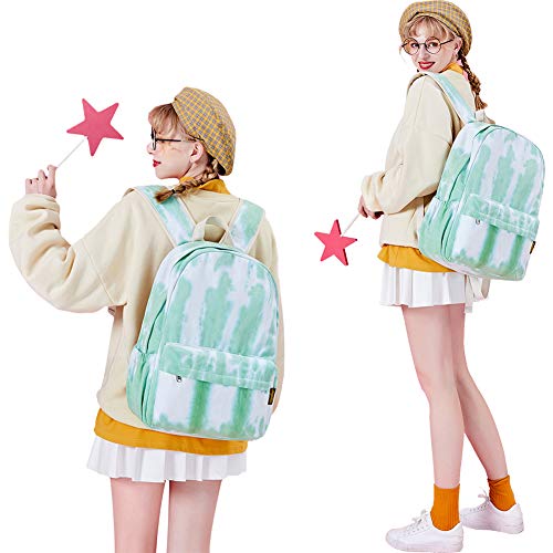 mygreen Kids Backpack, Kawaii Girls Backpack for School Ages 8-12 - color: Light Green, Multicolor, 15 Inch Laptop