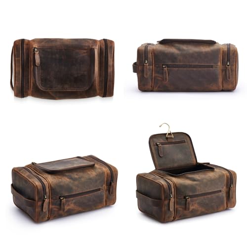 NomadCraftsCo. Extra Large Leather Toiletry Bag for Men - Premium Leather Men's Toiletry Bag for Travel, Dopp Kit, Pouch, Large Travel Organizer - size: Extra Large