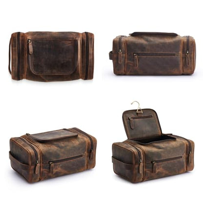 NomadCraftsCo. Extra Large Leather Toiletry Bag for Men - Premium Leather Men's Toiletry Bag for Travel, Dopp Kit, Pouch, Large Travel Organizer - size: Extra Large