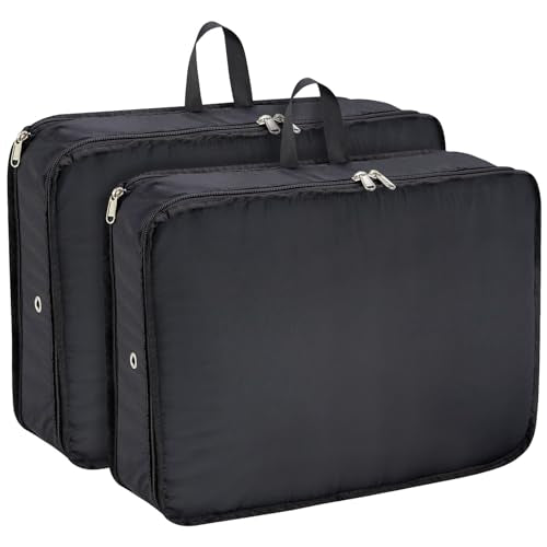 Compression Packing Cubes, 2pc Compression bags for Travel Packing Organizer, Expandable Compression Cubes for Travel, Black - color: Ablack, size: Large