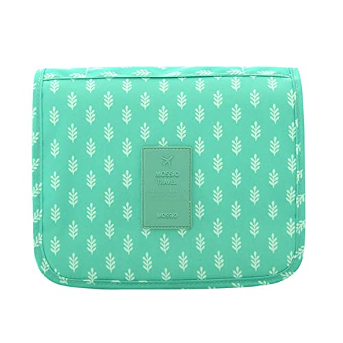 Mossio Hanging Toiletry Bag - Large Cosmetic Makeup Travel Organizer for Men & Women with Sturdy Hook - color: Green Leaves