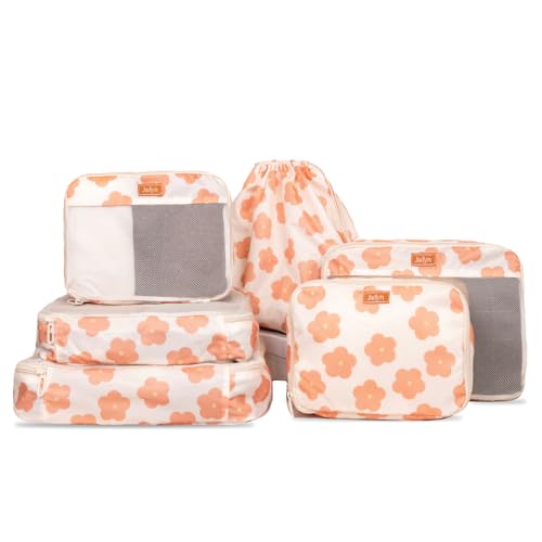 Jadyn Packing Cubes for Travel, 6-Piece Large Packing Cube Organizer Set for Suitcase, Duffel Bag, Luggage, Multiple Sizes Travel Essentials (Daisy) - color: Daisy