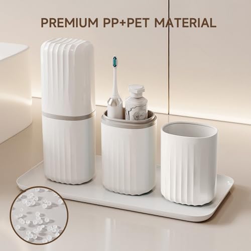 Topavatop Toothbrush Travel Case, 2 in 1 Toothbrush Holder and Rinse Cup, Large Capacity Toothbrush Cup with Cover, Portable Travel Toothbrush Holder for Traveling, Camping, Trip - 1Pcs - White - color: White