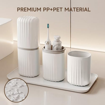 Topavatop Toothbrush Travel Case, 2 in 1 Toothbrush Holder and Rinse Cup, Large Capacity Toothbrush Cup with Cover, Portable Travel Toothbrush Holder for Traveling, Camping, Trip - 1Pcs - White - color: White