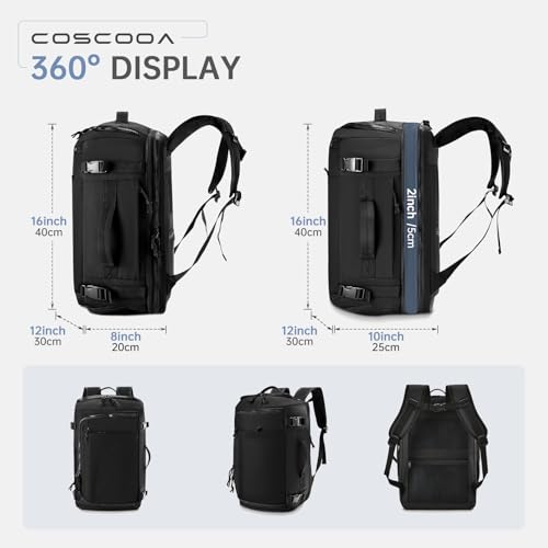 Carry On Travel Backpack 40x30x20cm Expandable 30-35L, 40x30x25cm Personal item Size Bag,15.6inch Laptop Backpack with Shoe Compartment and Wet Pockets,Mochila de Viaje