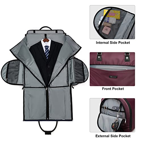 Modoker Rolling Garment Bags, 25in Large Garment Duffle Bag with Wheels, 3 in 1 Garment Suit Luggage Bag, Not Standard Carry-On Size for Women Men Business Travel Weekender, Red - color: 25in-Red