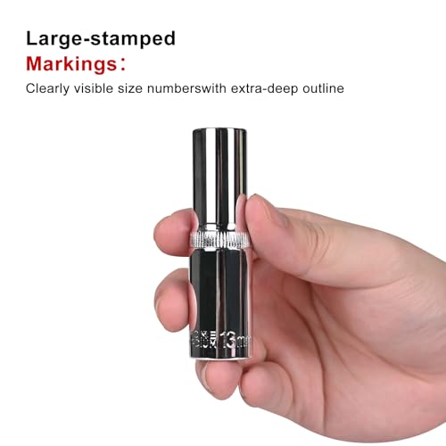 Egofine 10PCS 1/2” Drive Deep Socket Set,Metric Socket Set（10mm-21mm,6 Point Socket Set With Hanging Bracket,Cr-V Steel - size: 1/2, style: 10PC Deep Socket Set
