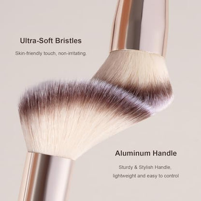 MAANGE Makeup Brush Set 19 PCS Travel Makeup Brushes Eyeshaowder Powder Concealers Foundation Professional Make Up Brush Set with Case (Gold) - color: Gold