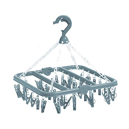 Clip and Drip Hanger Clothes Hanger Drying Rack 32 Clips (Light Blue) - color: Light Blue