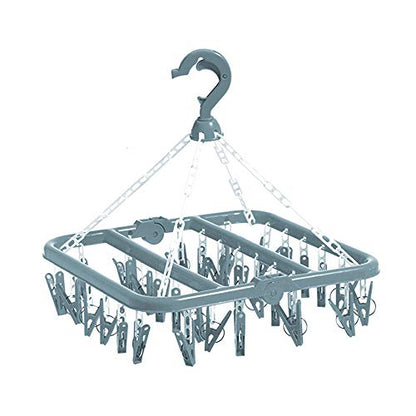 Clip and Drip Hanger Clothes Hanger Drying Rack 32 Clips (Light Blue) - color: Light Blue
