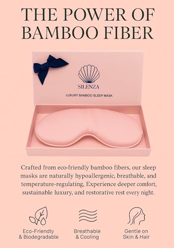 Luxury Bamboo Sleep Mask – Ultra-Soft Cooling Eye Mask for 100% Light Blocking, Adjustable Comfort Strap, Perfect for Travel & Better Sleep (Blush) - color: Blush