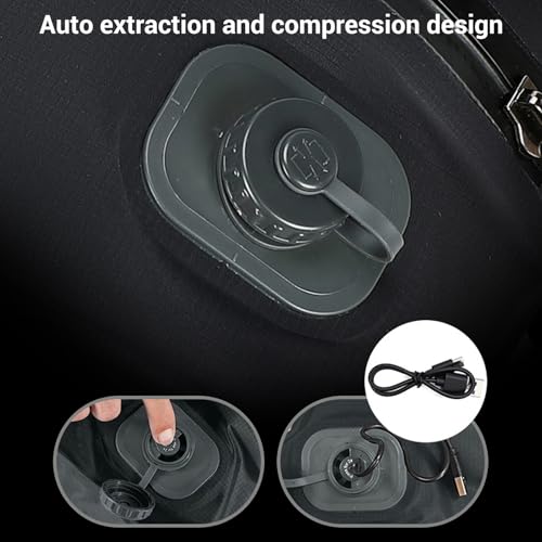 ITEFDTUTNE Travel Vacuum Bags with Built in Pump, 20L Rechargeable Folding Vacuum Storage Space Saver Bags Compression Packing for Clothes Comforters Luggage Travel (Black Grid) - color: Black Grid