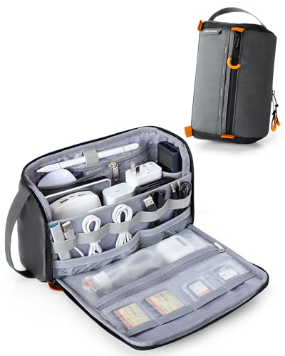 Smasrob Electronics Organizer Travel Case, Water Resistant Tech Bag Charger Pouch for Cord, Cable, Cards, Phone, Airpods, Gray - color: Gray